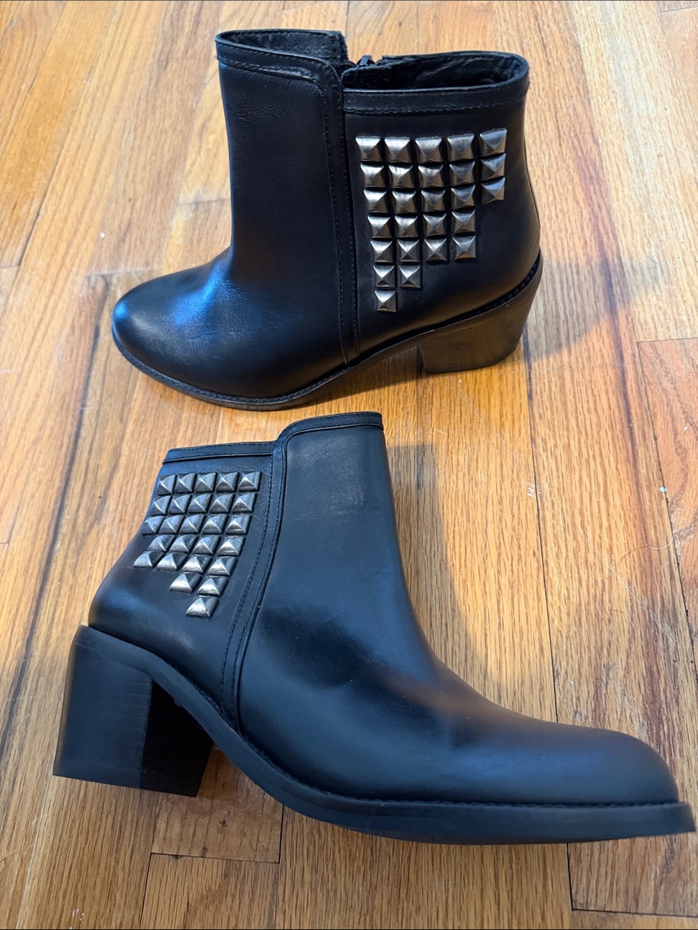 Matisse Black Leather Ankle Boots with Silver Studs